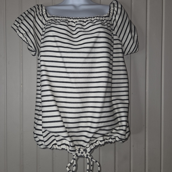 Madewell Striped Blouse with Drawstring Hem - Picture 2 of 4